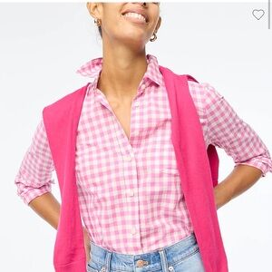 J CREW WOMENS gingham lightweight cotton shirt in signature fit